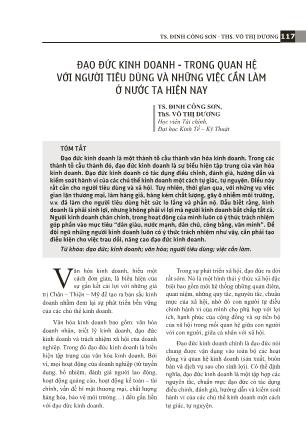 Đạo đức kinh doanh - Trong quan hệ với người tiêu dùng và những việc cần làm ở nước ta hiện nay