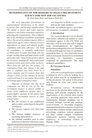 Determinants of job seekers to select recruitment agency for new job vacancies