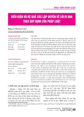 Điều kiện và hệ quả xác lập quyền về lối đi qua theo quy định của pháp luật