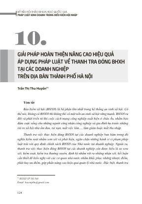 Giải pháp hoàn thiện nâng cao hiệu quả áp dụng pháp luật về thanh tra đóng bhxh tại các doanh nghiệp trên địa bàn Thành phố Hà Nội