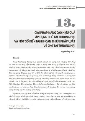 Giải pháp nâng cao hiệu quả áp dụng chế tài thương mại và một số kiến nghị hoàn thiện pháp luật về chế tài thương mại