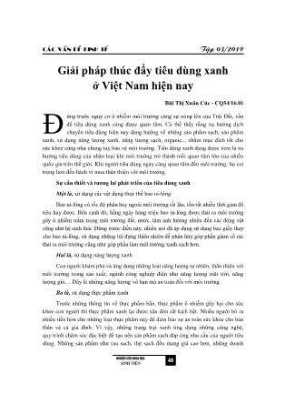 Giải pháp thúc đẩy tiêu dùng xanh ở Việt Nam hiện nay