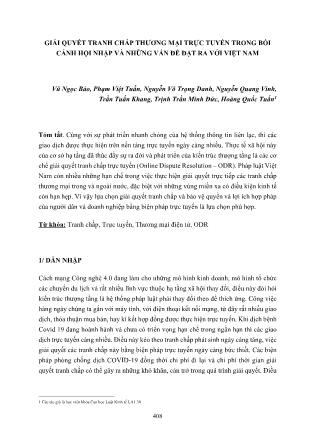 Giải quyết tranh chấp thương mại trực tuyến trong bối cảnh hội nhập và những vấn đề đặt ra với Việt Nam