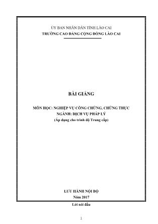 Giáo trình Dịch vụ pháp lý - Nghiệp vụ công chứng, chứng thực