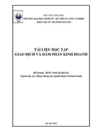 Giáo trình Giao dịch và đàm phán kinh doanh (Phần 1) - Trường Đại học Kinh tế Kỹ thuật công nghiệp