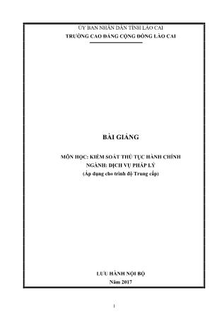 Giáo trình Kiểm soát thủ tục hành chính