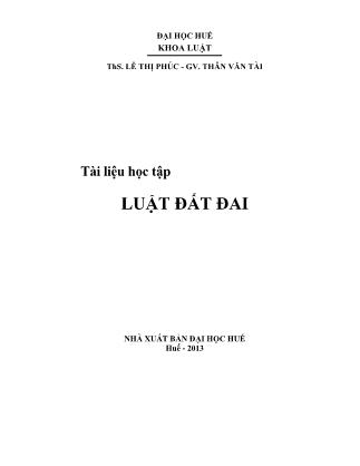 Giáo trình Luật đất đai (Phần 1)