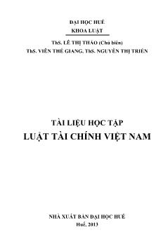 Giáo trình Luật tài chính Việt Nam (Phần 1)