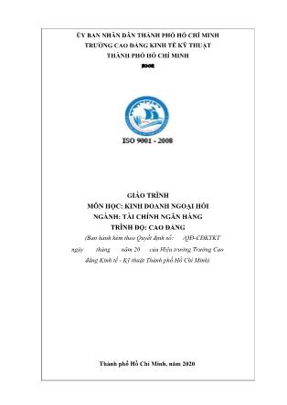 Giáo trình ngành Tài chính ngân hàng - Kinh doanh ngoại hối