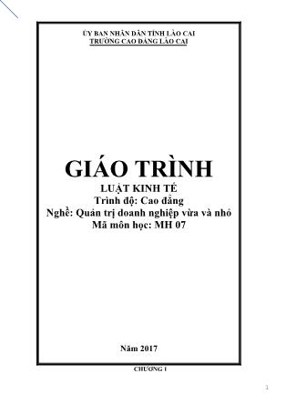 Giáo trình nghề Quản trị doanh nghiệp vừa và nhỏ - Luật kinh tế