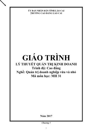 Giáo trình nghề Quản trị doanh nghiệp vừa và nhỏ - Lý thuyết quản trị kinh doanh