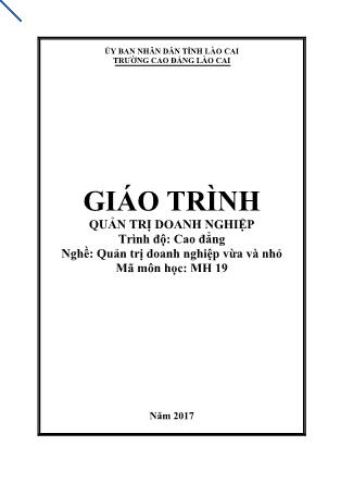 Giáo trình nghề Quản trị doanh nghiệp vừa và nhỏ - Quản trị doanh nghiệp