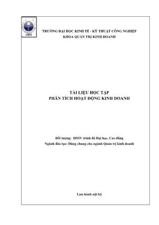 Giáo trình Phân tích hoạt động kinh doanh (Phần 1) - Trường Đại học Kinh tế Kỹ thuật công nghiệp