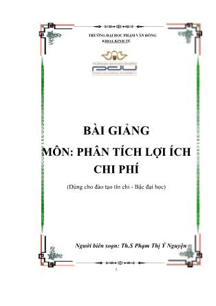 Giáo trình Phân tích lợi ích chi phí