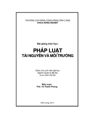 Giáo trình Pháp luật tài nguyên và môi trường