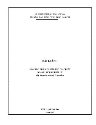 Giáo trình Phổ biến giáo dục pháp luật