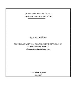 Giáo trình Quản lý môi trường ở chính quyền cấp xã