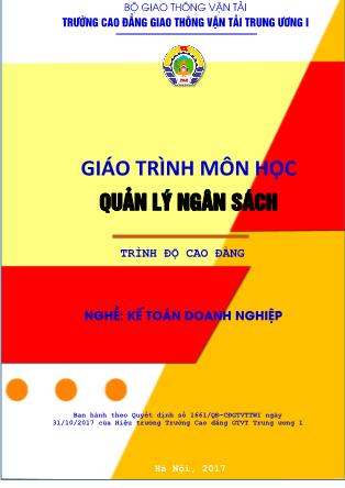 Giáo trình Quản lý ngân sách (Phần 1)