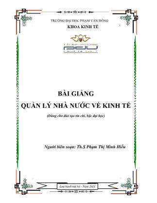 Giáo trình Quản lý Nhà nước về kinh tế