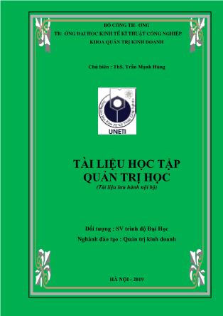 Giáo trình Quản trị học (Phần 1) - Trường Đại học Kinh tế Kỹ thuật công nghiệp