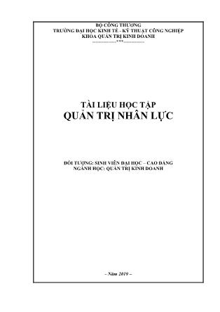 Giáo trình Quản trị nhân lực (Phần 1) - Trường Đại học Kinh tế Kỹ thuật công nghiệp