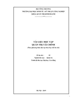 Giáo trình Quản trị tài chính (Phần 1) - Trường Đại học Kinh tế Kỹ thuật công nghiệp