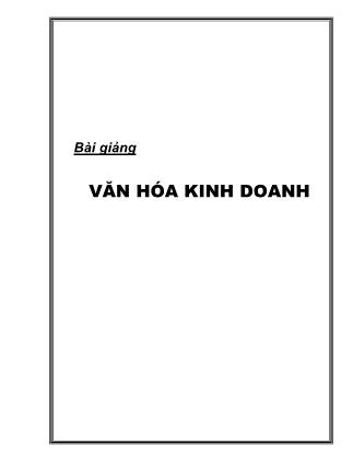 Giáo trình Văn hóa kinh doanh (Phần 1)