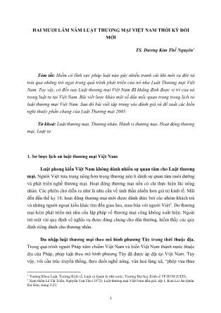 Hai mươi lăm năm luật thương mại Việt Nam thời kỳ đổi mới