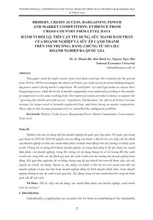Hành vi hối lộ, tiếp cận tín dụng, sức mạnh đàm phán của doanh nghiệp và sức ép cạnh tranh trên thị trường: Bằng chứng từ số liệu doanh nghiệp đa quốc gia