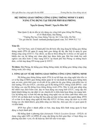 Hệ thống giao thông công cộng thông minh và khả năng ứng dụng tại Thành phố Hải Phòng