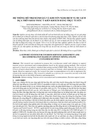 Hệ thống hỗ trợ đánh giá và khuyến nghị dịch vụ du lịch dựa trên khai thác ý kiến khách hàng trực tuyến