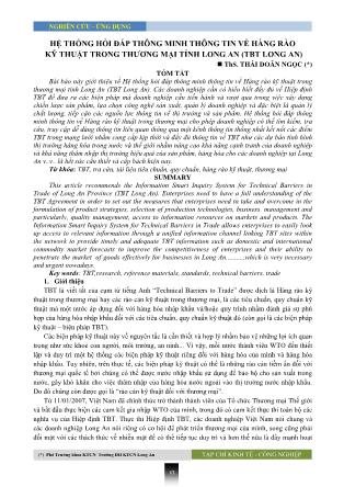 Hệ thống hỏi đáp thông minh thông tin về hàng rào kỹ thuật trong thương mại tỉnh Long An (TBT Long An)