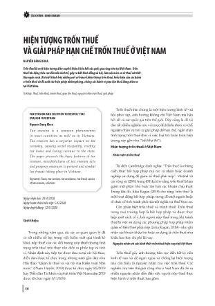 Hiện tượng trốn thuế và giải pháp hạn chế trốn thuế ở Việt Nam