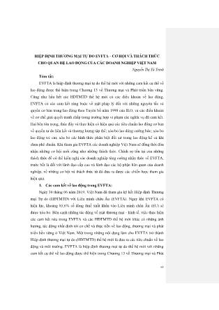 Hiệp định thương mại tự do EVFTA – cơ hội và thách thức cho quan hệ lao động của các doanh nghiệp Việt Nam