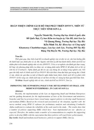 Hoàn thiện chính sách hỗ trợ phát triển doanh nghiệp nhỏ và vừa, nhìn từ thực tiễn tỉnh Sơn La
