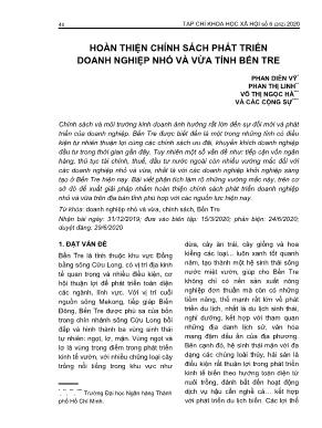 Hoàn thiện chính sách phát triển doanh nghiệp nhỏ và vừa tỉnh Bến Tre