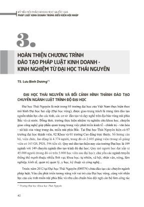Hoàn thiện chương trình đào tạo pháp luật kinh doanh - Kinh nghiệm từ Đại học Thái Nguyên