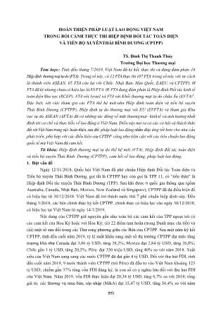 Hoàn thiện pháp luật lao động Việt Nam trong bối cảnh thực thi hiệp định đối tác toàn diện và tiến bộ xuyên Thái Bình Dương