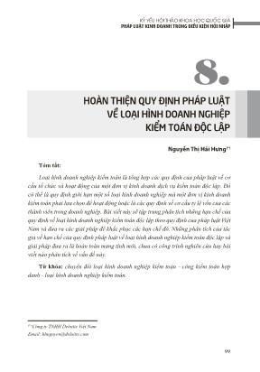 Hoàn thiện quy định pháp luật về loại hình doanh nghiệp kiểm toán độc lập