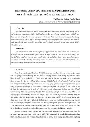 Hoạt động nghiên cứu khoa học đa ngành, liên ngành kinh tế - pháp luật tại trường Đại học Luật Thành phố Hồ Chí Minh