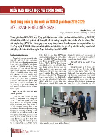Hoạt động quản lý nhà nước về TCĐLCL giai đoạn 2016-2020: Bức tranh nhiều điểm sáng