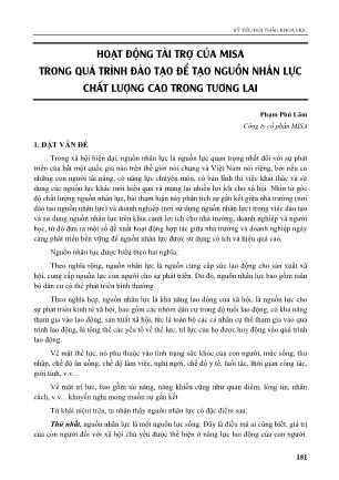 Hoạt động tài trợ của Misa trong quá trình đào tạo để tạo nguồn nhân lực chất lượng cao trong tương lai