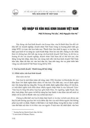 Hội nhập và văn hóa kinh doanh Việt Nam
