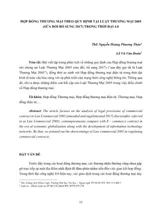 Hợp đồng thương mại theo quy định tại luật thương mại 2005 (sửa đổi bổ sung 2017) trong thời đại 4.0