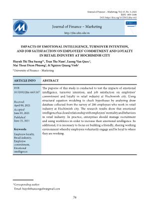 Impacts of emotional intelligence, turnover intention, and job satisfaction on employees’ commitment and loyalty in retail industry at Ho Chi Minh city