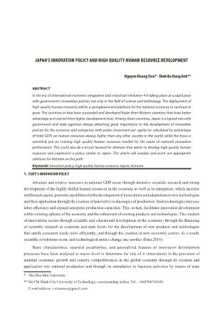 Japan’s innovation policy and high quality human resource development