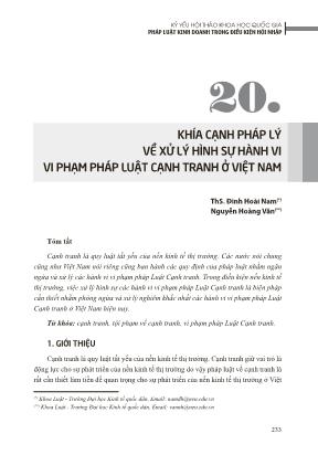 Khía cạnh pháp lý về xử lý hình sự hành vi vi phạm pháp luật cạnh tranh ở Việt Nam