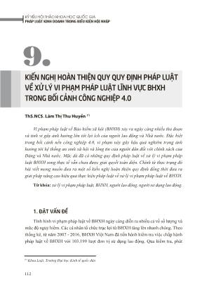 Kiến nghị hoàn thiện quy quy định pháp luật về xử lý vi phạm pháp luật lĩnh vực BHXH trong bối cảnh công nghiệp 4.0