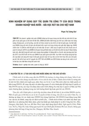 Kinh nghiệm áp dụng quy tắc quản trị công ty của Oecd trong doanh nghiệp nhà nước - Bài học rút ra cho Việt Nam