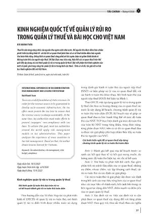 Kinh nghiệm quốc tế về quản lý rủi ro trong quản lý thuế và bài học cho Việt Nam